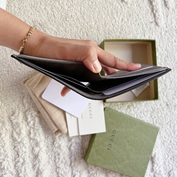 GUCCI G Logo Mens MOTIF BLACK LEATHER BIFOLD WALLET 739358 1AAJA 1193 -Authentic - Picture 6 of 6